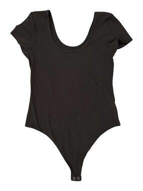 🖤NWOT American Eagle Women’s Gray  Ribbed Minimalist Short Sleeve Bodysuit | L
